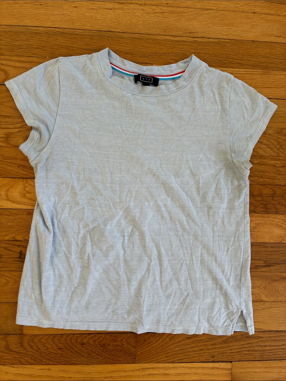 AYR Supercool Tee XS Baby Blue White Stripe Short Sleeve Cotton Baby Tee